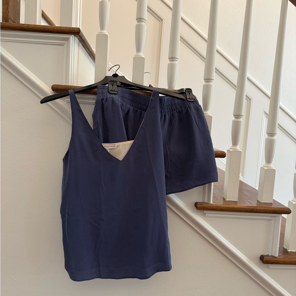 Lavender Brown Blue Camisole Tank Top with matching shorts